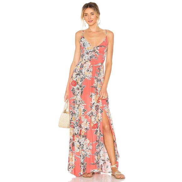 Intimately Free People Women's Maxi Dress Through The Vine Pink Red XS Floral - Picture 1 of 13